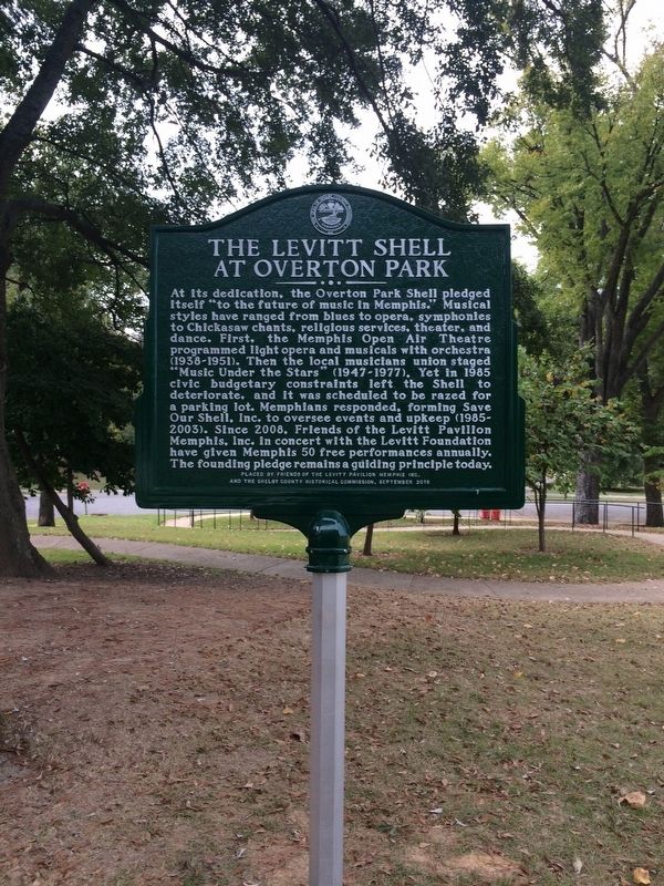 The Overton Park Shell/The Levitt Shell At Overton Park Marker image. Click for full size.