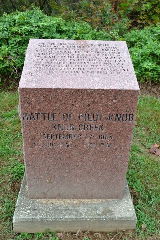 Battle of Pilot Knob — Knob Creek Marker. Click for full size. Battle of Pilot Knob — Knob Creek Marker image. Click for full size.