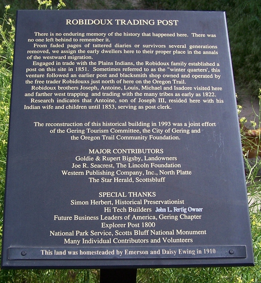 Robidoux Trading Post Marker