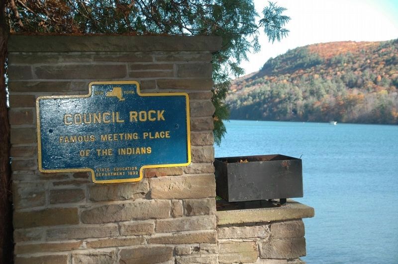 Council Rock Marker & Otsego Lake image. Click for full size.