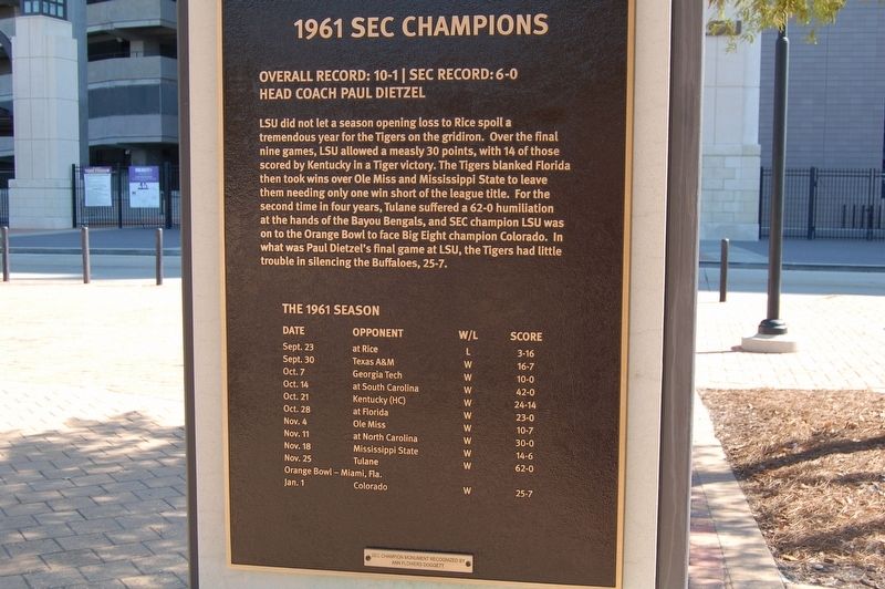 1961 SEC Champions Marker image. Click for full size.