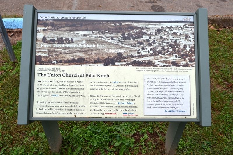 The Union Church at Pilot Knob Marker. Click for full size. The Union Church at Pilot Knob Marker image. Click for full size.