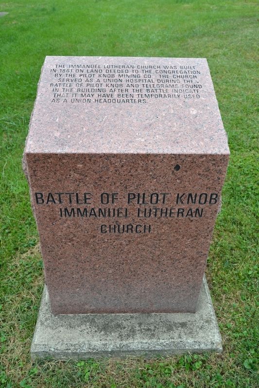 Battle of Pilot Knob — Immanuel Lutheran Church Marker image. Click for full size.