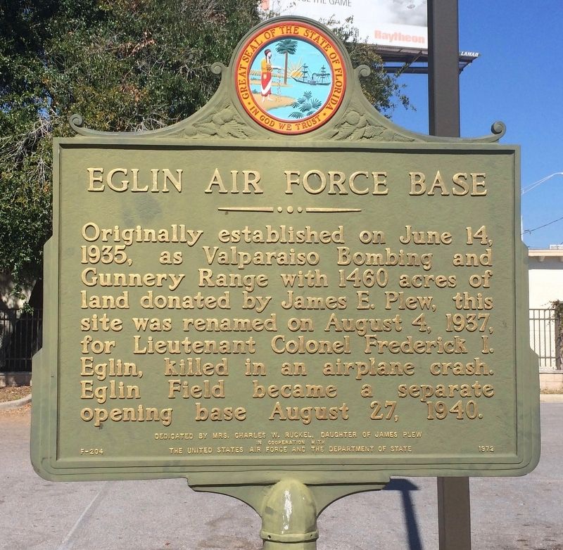 Eglin Air Force Base Marker image. Click for full size.