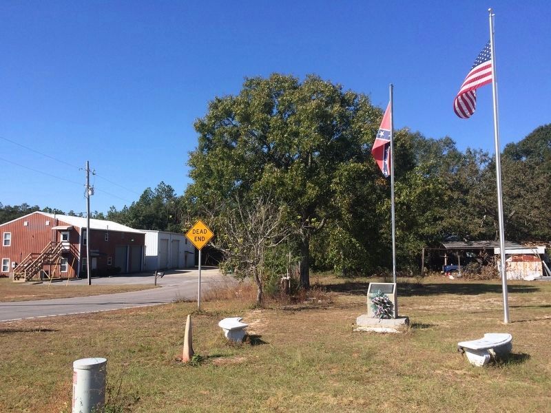 Confederate Park Marker with fire station on left.. Click for full size. Confederate Park Marker with fire station on left. image. Click for full size.