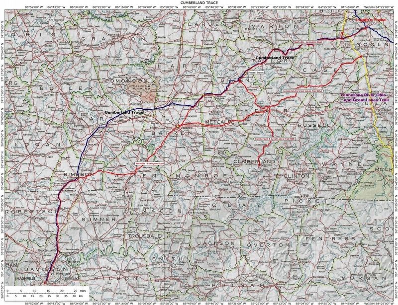 Cumberland Trace Map. Click for full size. Cumberland Trace Map image. Click for full size.