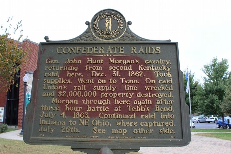 Confederate Raids Marker (Side 1) image. Click for full size.