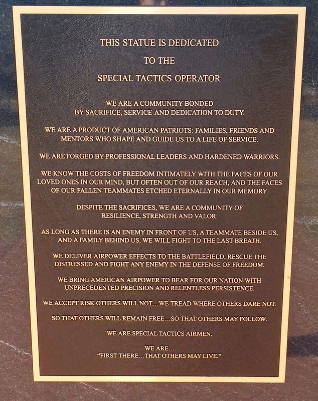 Special Tactics Memorial Marker. Click for full size. Special Tactics Memorial Marker image. Click for full size.