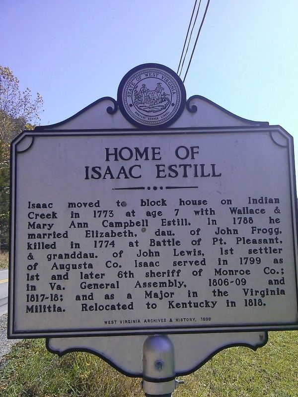 Home of Isaac Estill Marker image. Click for full size.