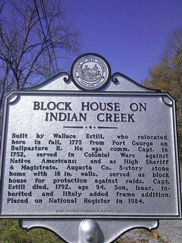 Block House on Indian Creek Marker image. Click for full size.