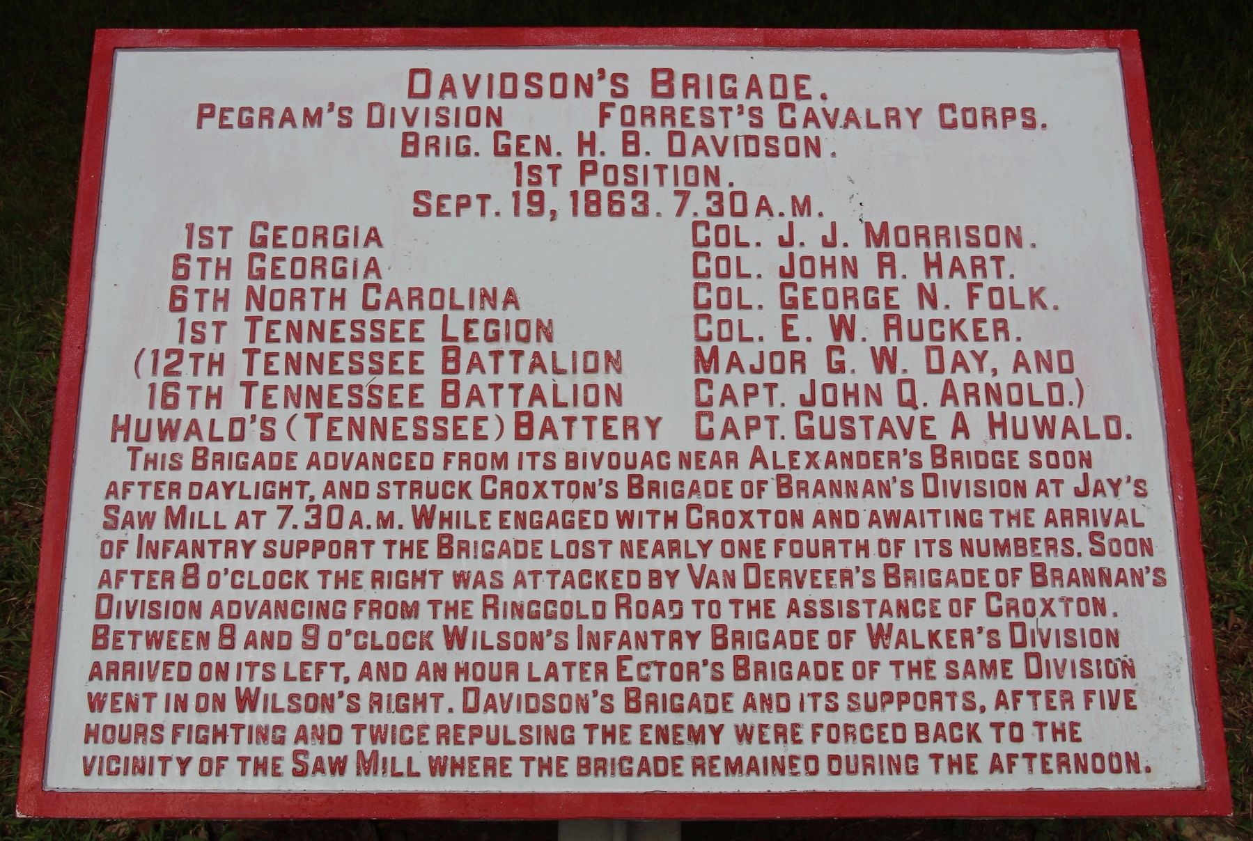 Davidson's Brigade Marker image. Click for full size.