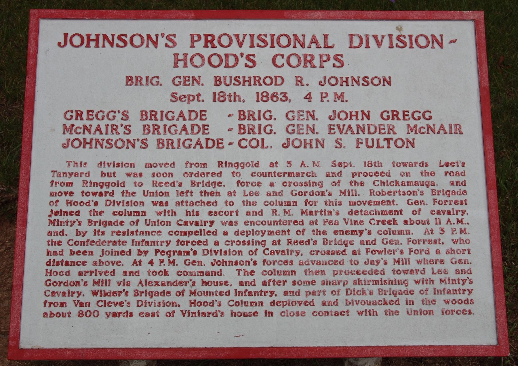 Johnson's Provisional Division Marker. Click for full size. Johnson's Provisional Division Marker image. Click for full size.