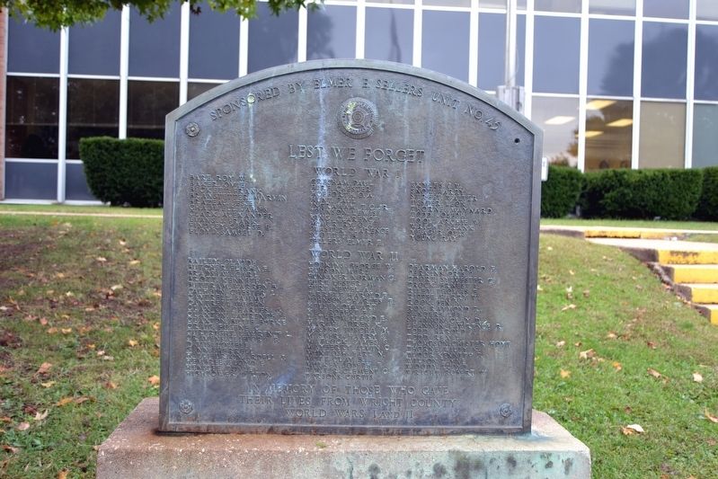 Wright County "Lest We Forget" Memorial. Click for full size. Wright County "Lest We Forget" Memorial image. Click for full size.