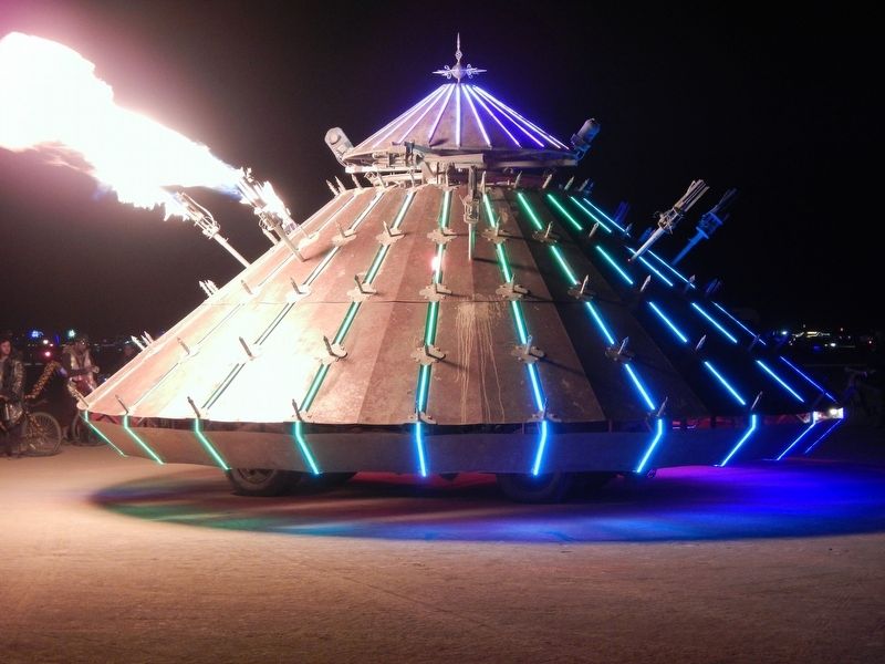 Leonardo da Vinci's design for a 'tank' as interpreted at Burning Man 2016 image. Click for full size.