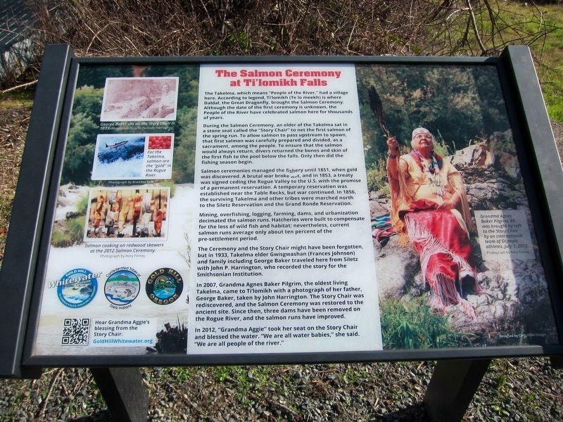 The Salmon Ceremony at Ti'lomikh Falls Marker image. Click for full size.