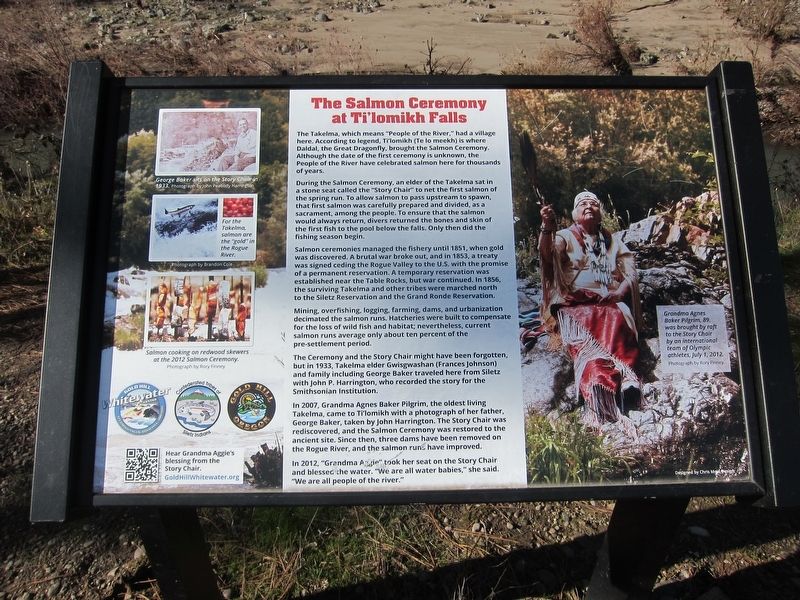 The Salmon Ceremony at Ti'lomikh Falls Marker. Click for full size. The Salmon Ceremony at Ti'lomikh Falls Marker image. Click for full size.