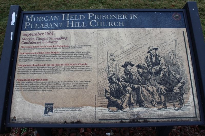 Morgan Held Prisoner at Pleasant Hill Marker image. Click for full size.
