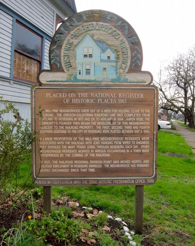 The Mill-Pine Historic Neighborhood District Marker. Click for more information. The Mill-Pine Historic Neighborhood District Marker image. Click for more information.