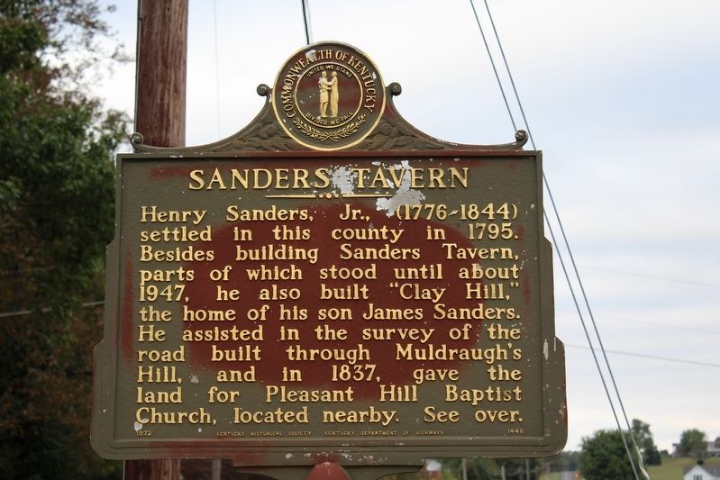 Sanders Tavern Marker (Side 1) image. Click for full size.