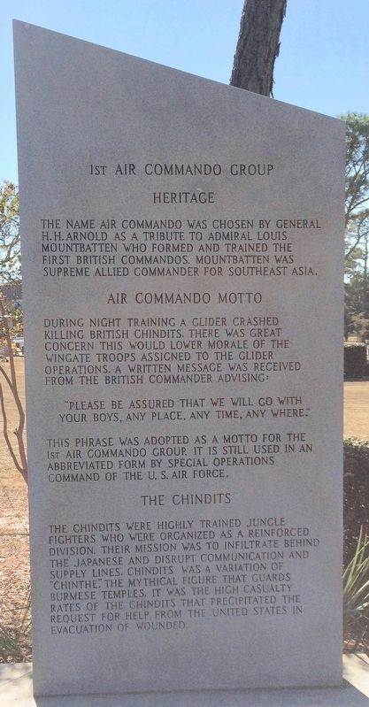 World War II Air Commando / Chindit Memorial Marker (Right Panel) image. Click for full size.