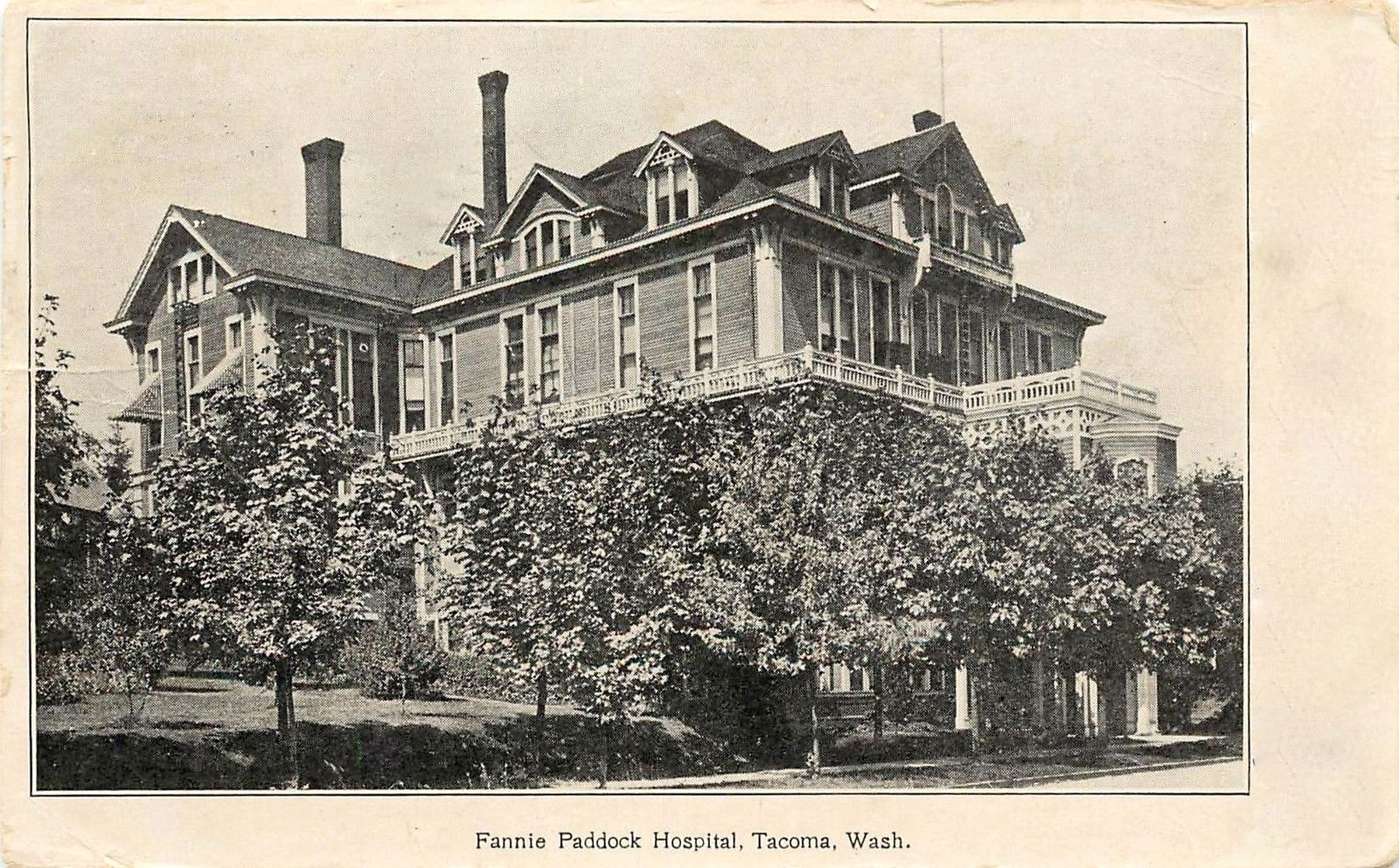 <i>Fannie Paddock Hospital, Tacoma, Wash.</i>. Click for full size. <i>Fannie Paddock Hospital, Tacoma, Wash.</i> image. Click for full size.