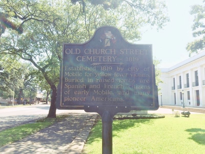 View of Mobile Public Library, marker & Government Street. image. Click for full size.