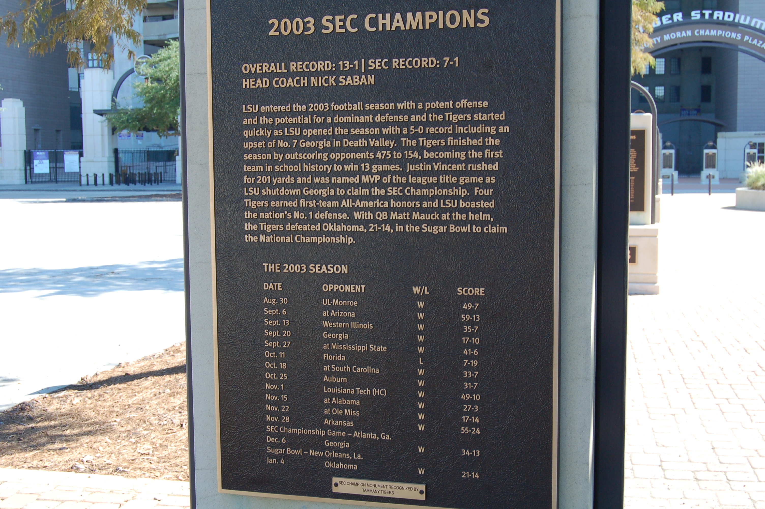 2003 SEC Champions Marker