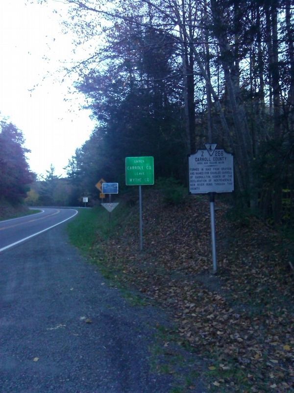 Wythe County/ Carroll County Marker. Click for full size. Wythe County/ Carroll County Marker image. Click for full size.