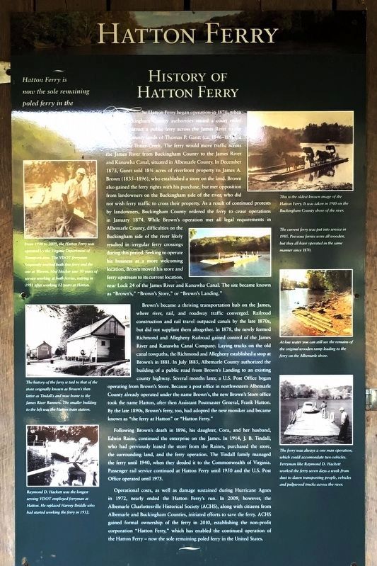 Hatton Ferry — History of Hatton Ferry Marker image. Click for full size.