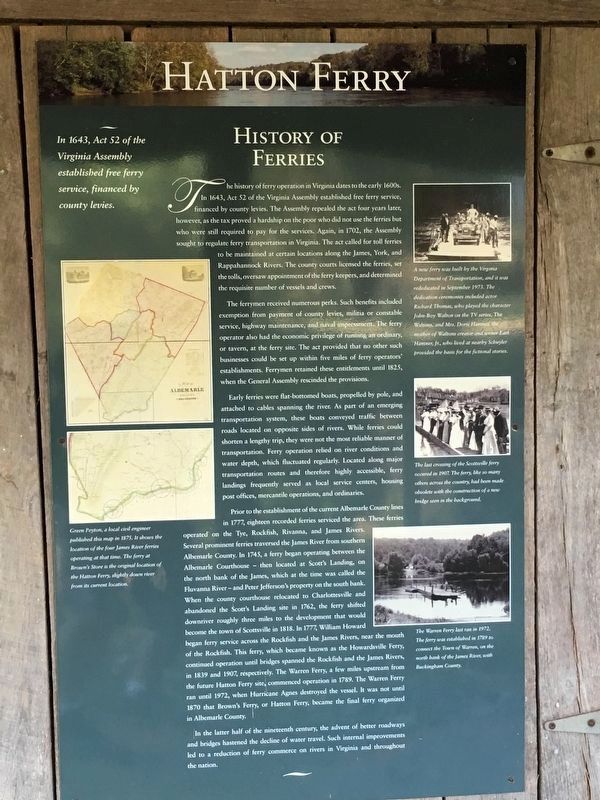Hatton Ferry — History of Ferries Marker image. Click for full size.
