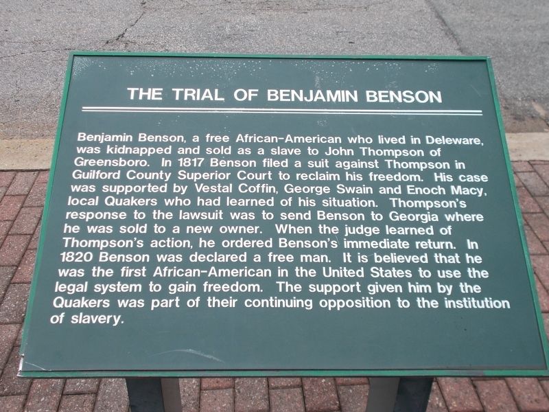 The Trial Of Benjamin Benson Marker image. Click for full size.