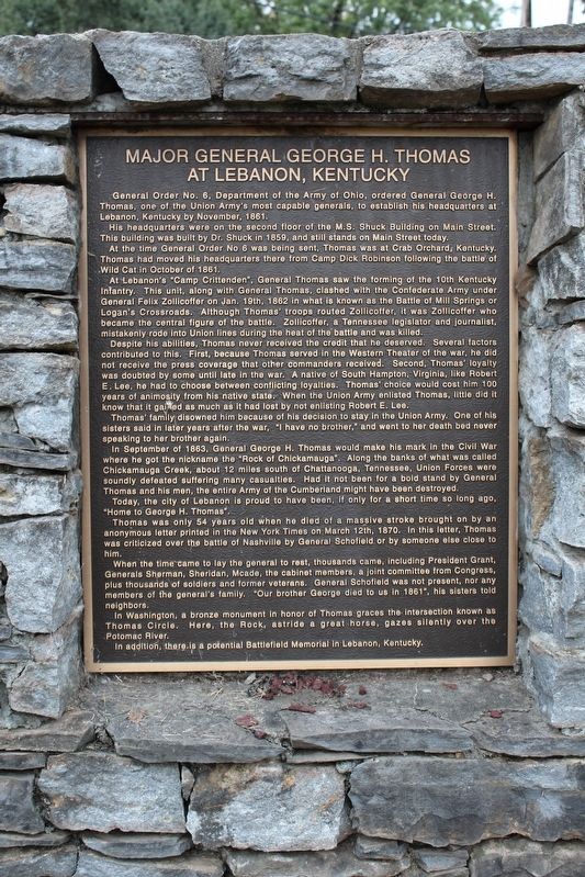 Major General George H. Thomas at Lebanon, Kentucky Marker image. Click for full size.