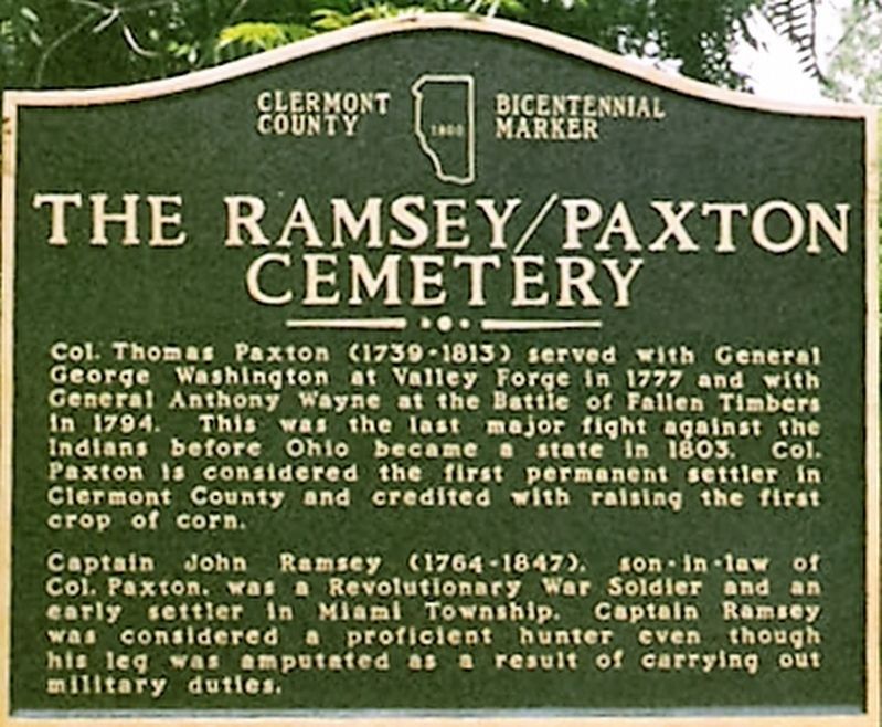 The Ramsey/Paxton Cemetery Marker image. Click for full size.