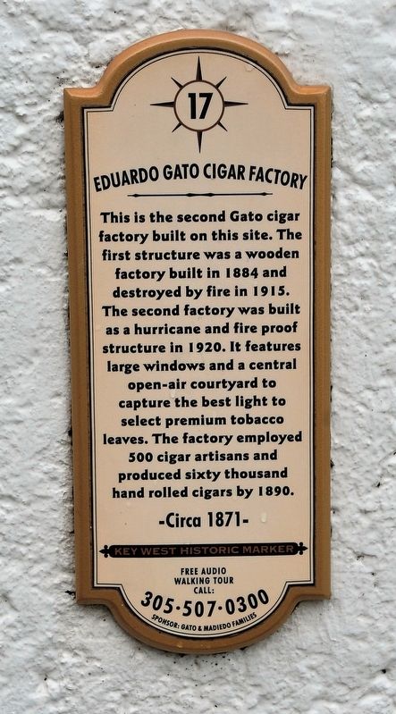 Eduardo Gato Cigar Factory Marker image. Click for full size.