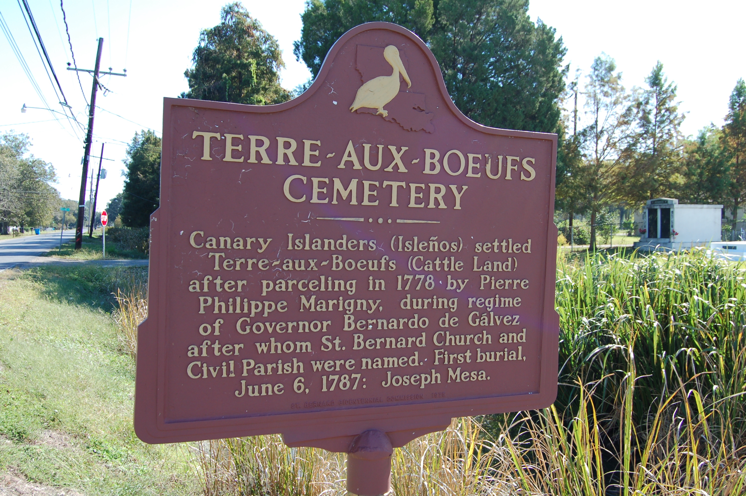 Terre-Aux-Boeufs Cemetery Marker