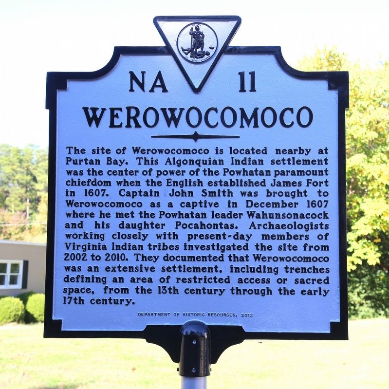 Werowocomoco Marker. Click for full size. Werowocomoco Marker image. Click for full size.