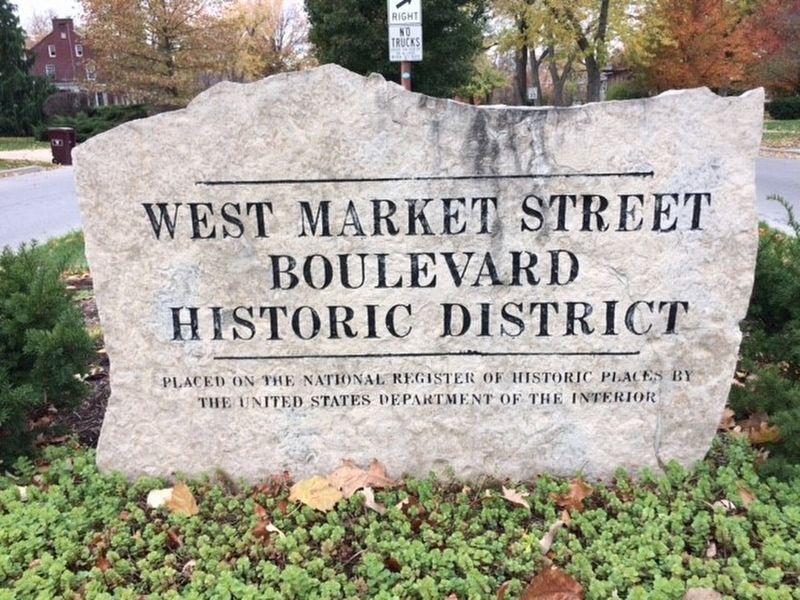 West Market Street Boulevard Historic District Marker. Click for full size. West Market Street Boulevard Historic District Marker image. Click for full size.