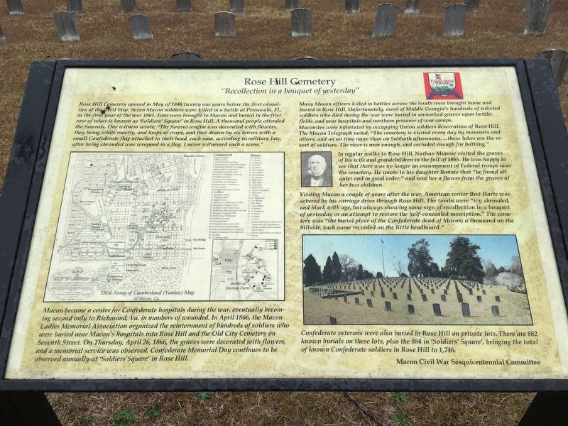 Rose Hill Cemetery Marker. Click for full size. Rose Hill Cemetery Marker image. Click for full size.
