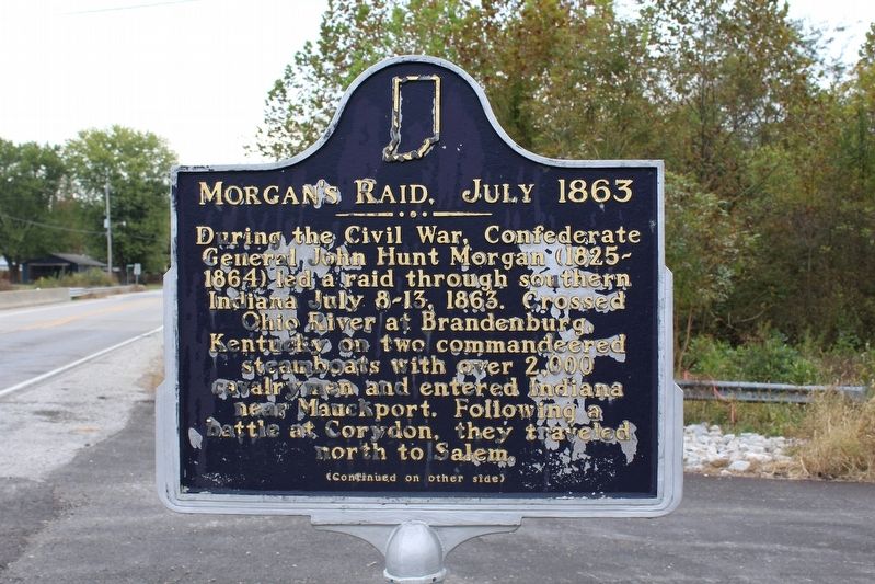 Morgan's Raid, July 1863 Marker (Side 1) image. Click for full size.