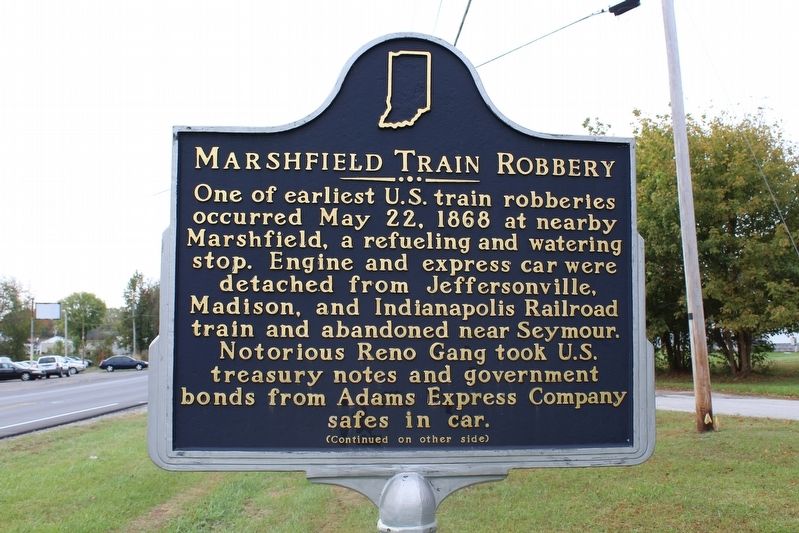 Marshfield Train Robbery Marker image. Click for full size.