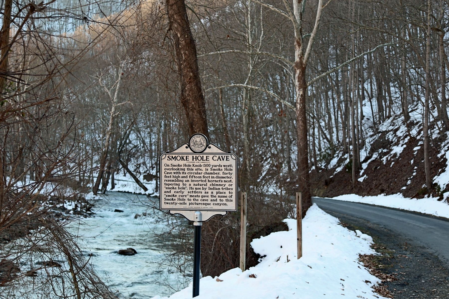 Smoke Hole Cave Marker in Smoke Hole Canyon image. Click for full size.