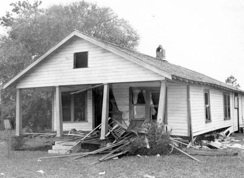 Moore home destroyed by bomb image. Click for full size.