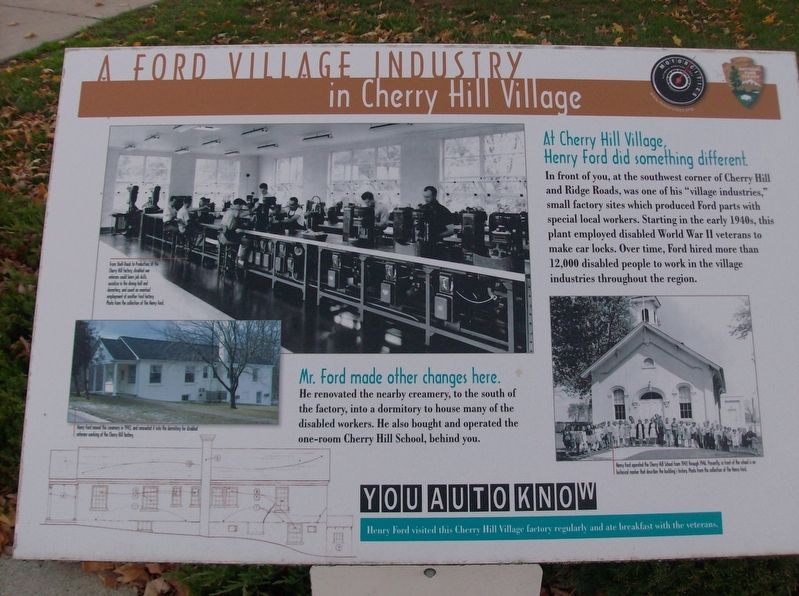A Ford Village Industry in Cherry Hill Village Marker. Click for full size. A Ford Village Industry in Cherry Hill Village Marker image. Click for full size.