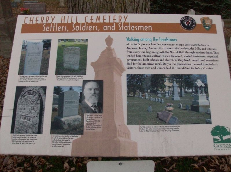 Cherry Hill Cemetery: Settlers, Soldiers, and Statesmen Marker. Click for full size. Cherry Hill Cemetery: Settlers, Soldiers, and Statesmen Marker image. Click for full size.