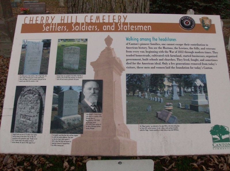 Cherry Hill Cemetery: Settlers, Soldiers, and Statesmen Marker image. Click for full size.