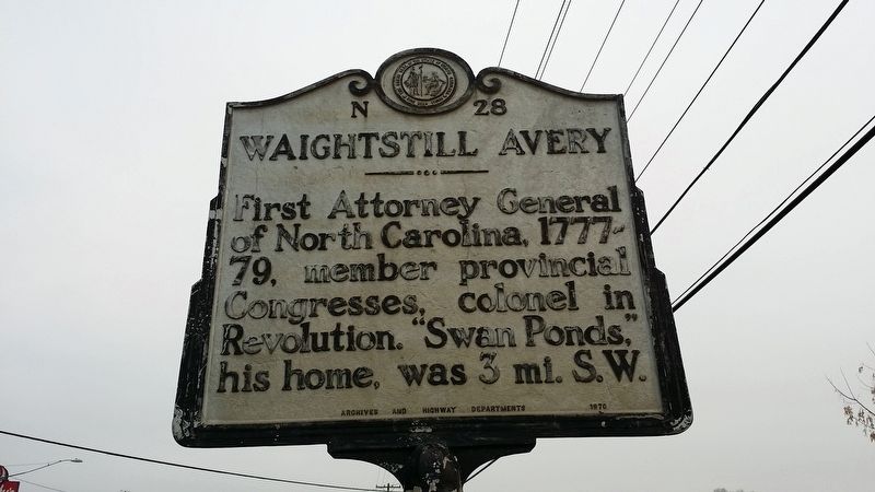 Waightstill Avery Marker image. Click for full size.