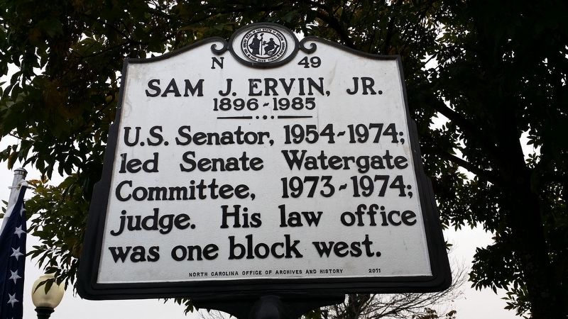 Sam J. Ervin, Jr. Marker image. Click for full size.