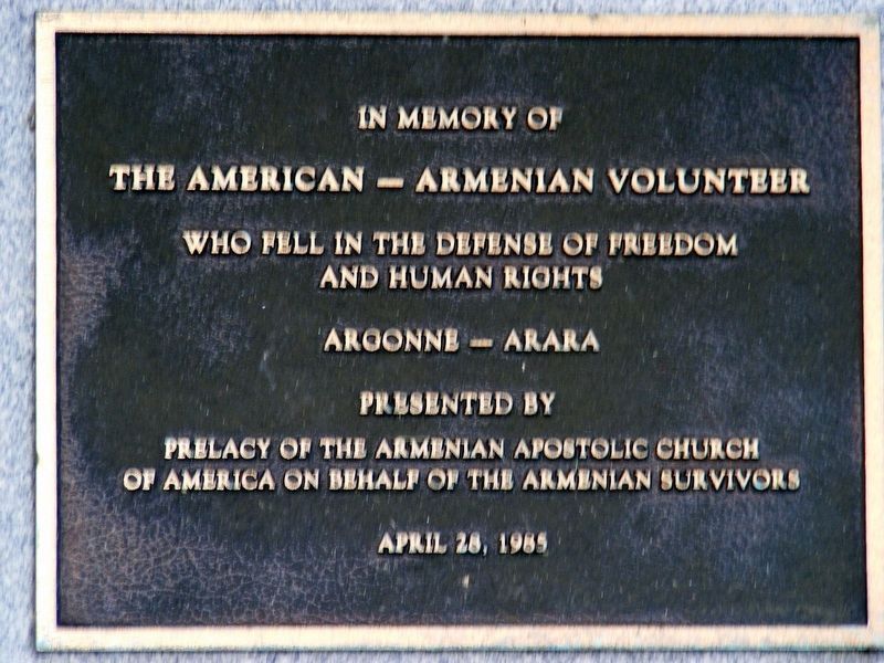 American-Armenian Volunteer Memorial. Click for full size. American-Armenian Volunteer Memorial image. Click for full size.