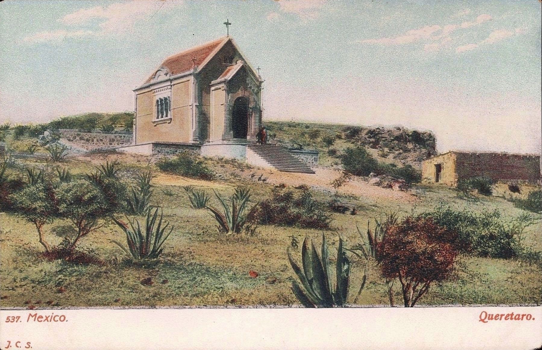 The Maximilian Chapel built in 1900, mentioned in the marker text - Postcard View image. Click for full size.
