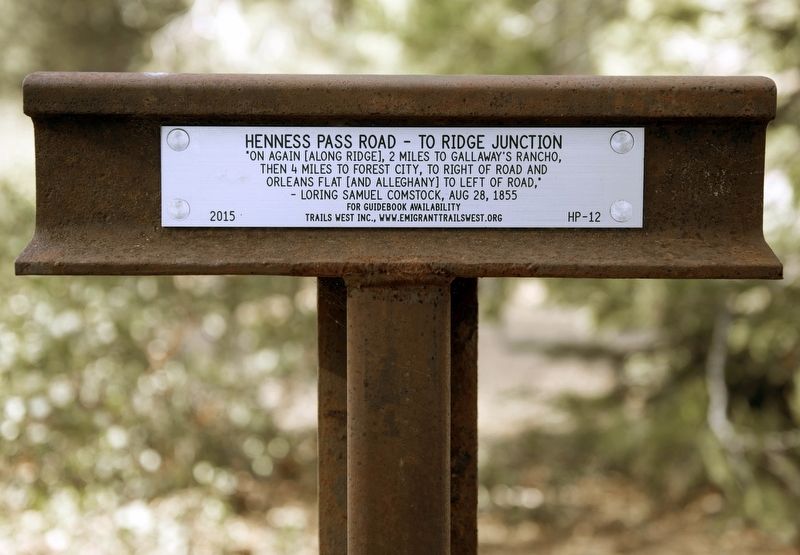 Henness Pass Road - To Ridge Junction Marker image. Click for full size.